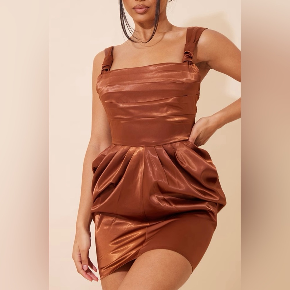 PLT Chocolate Satin Bodycon Dress